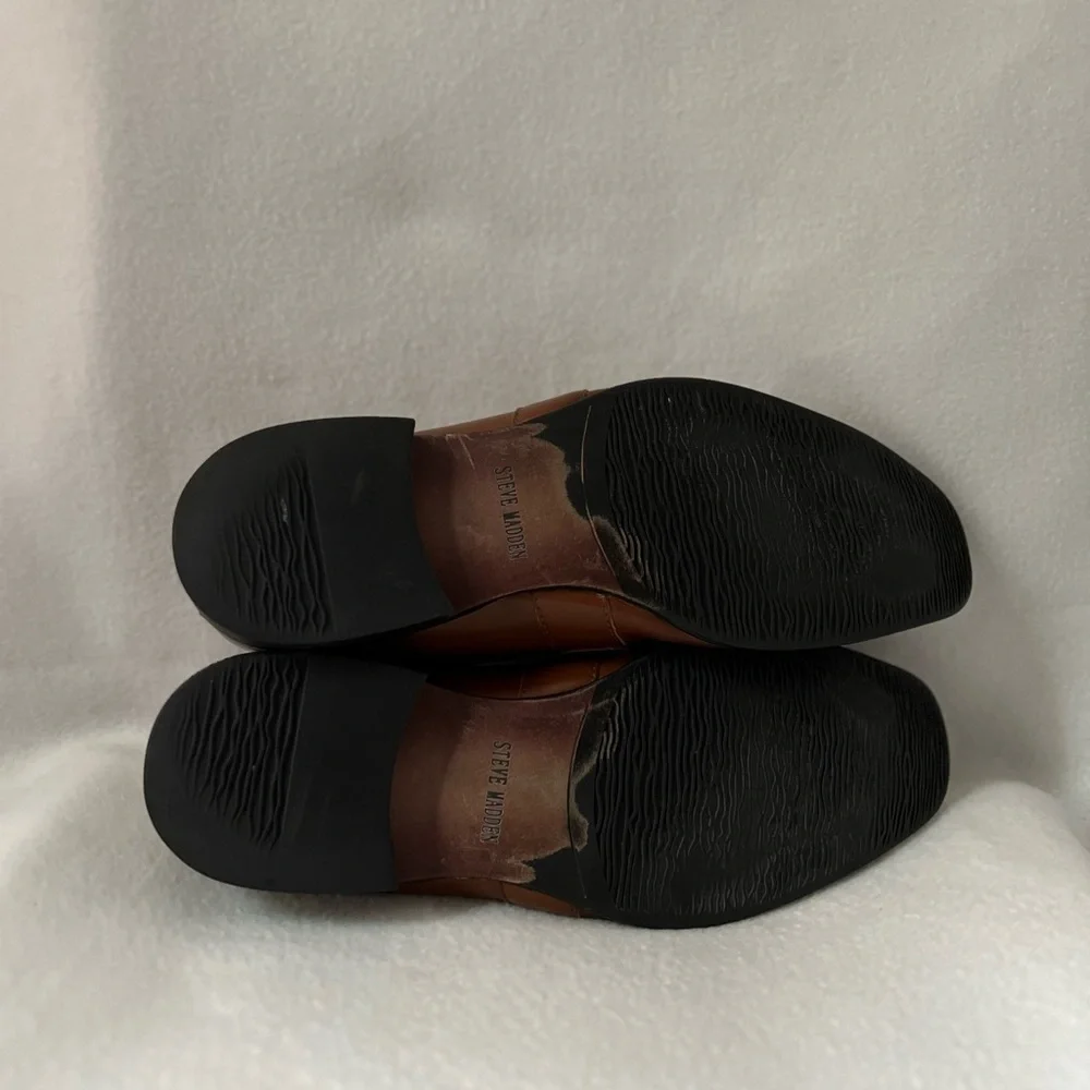 Steve Madden Size 10 1/2 Brown Leather Slip On Mens Shoes